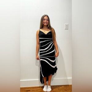 Elegant Black and White Striped Dress
